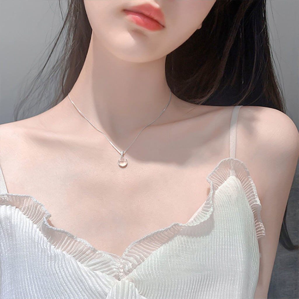 Dây chuyền Chalcedony trắng thanh lịch cho phụ nữ và thiếu niên, phù hợp trang phục hàng ngày