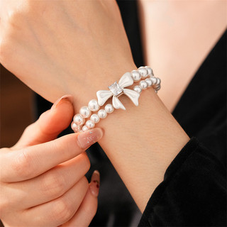Zircon, nơ vòng tay ngọc trai, mặt dây chuyền sáng bóng - Bộ phụ kiện cao cấp sang trọng
