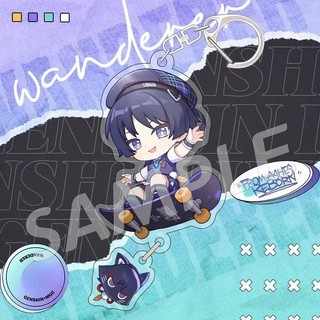 MEGA MGC COFFEE Wanderer Anime KeyChain yuan shen Men Key Chain for Women Fashion Badge Figure Acrylic Keyring