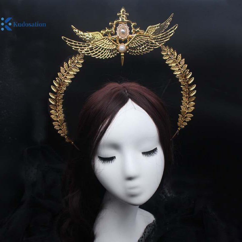 Kudosation Lolita gai vương miện đính cườm chuỗi Tiara Gothic Phụ kiện sang trọng Mũ nón Vật liệu tự làm Gói