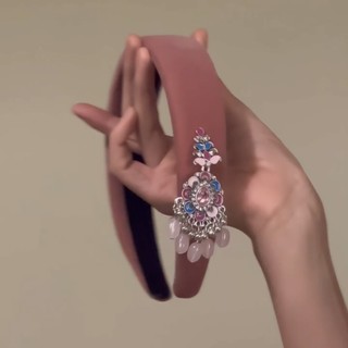 Kẹp tóc mũ đội đầu hồng nhung, phong cách retro và dân tộc Trung Hoa - Phụ kiện tóc độc đáo