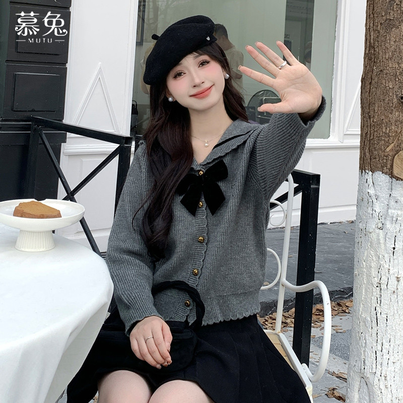 Mutu Pháp Nơ Áo Len Cardigan Nữ 2026 Phong Cách Mới Mùa Xuân Cao Cấp Rời Dài Tay Áo Len Top
