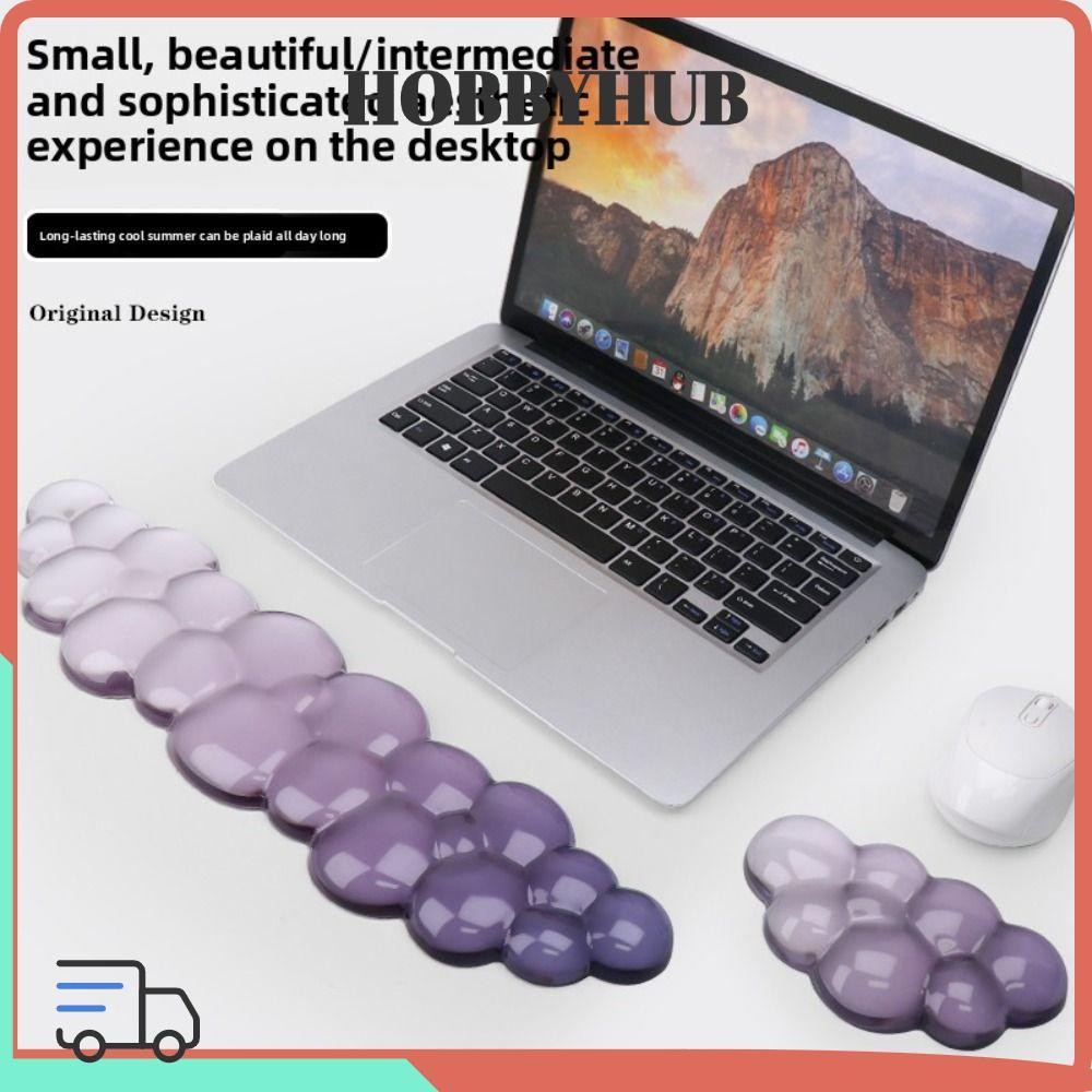 Hỗ trợ cổ tay bằng silicon HOBBYHUB, Bàn phím giảm đau chuyển màu, Bàn phím cổ tay dạng đám mây trong suốt di động Văn phòng
