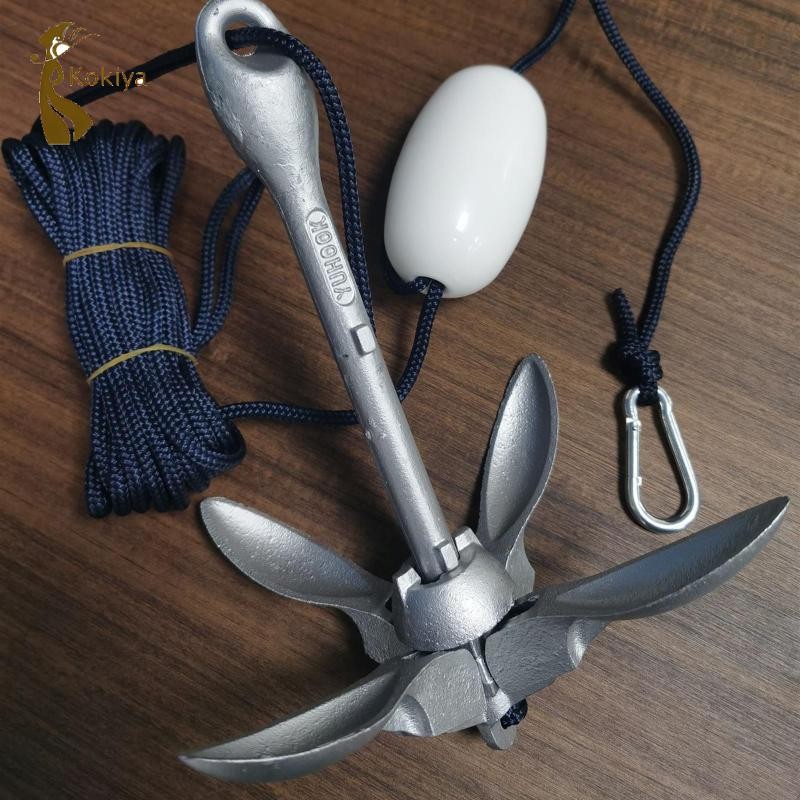 3.5lb Thuyền Neo Gấp Grapnel Neo Bộ Chống Rỉ Mạ Kẽm Với 12 Mét Dây Cho Câu Cá Kayak Phụ Kiện