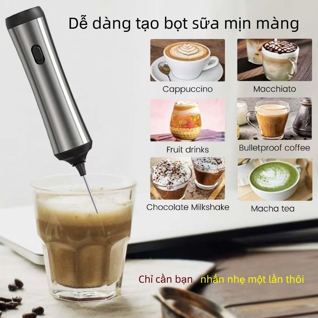 Máy đánh bọt cafe cầm tay (có/không giá đỡ): Điện cấp thực phẩm, 10s xong bọt – Dùng siêu tiện!