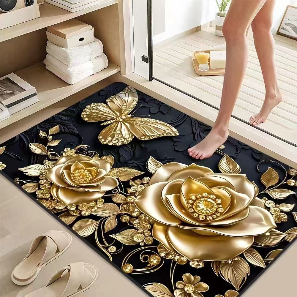 Thảm tắm 3D hình ảnh bùn tảo diatom, thấm nước, chống trượt