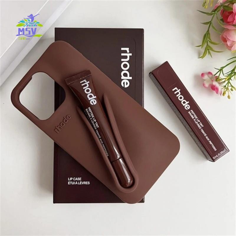 Đi kèm với Son bóng Hailey Rhode Son môi Vỏ điện thoại cho iPhone 16 15 14 13Pro Max Liquid Silicone