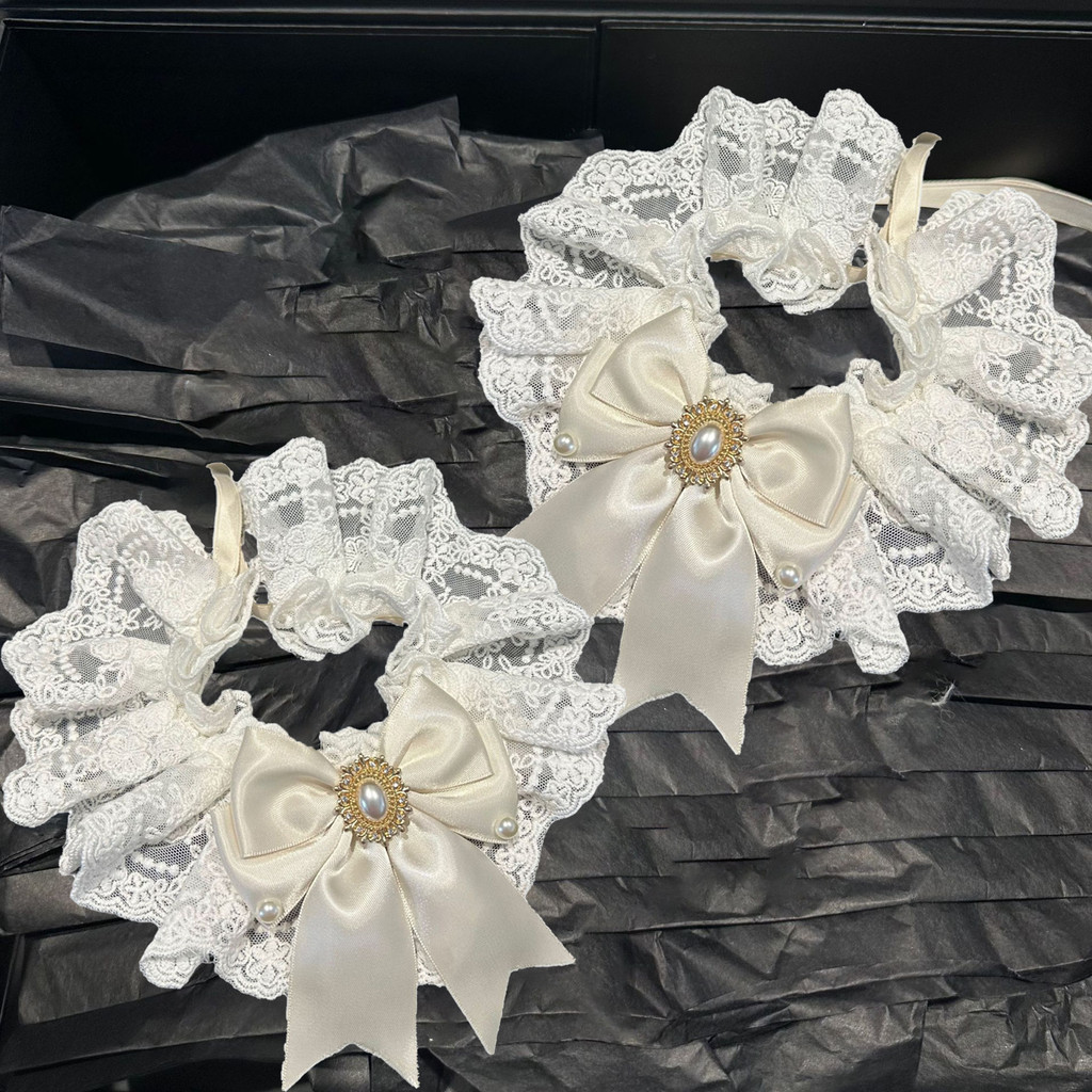 【Ready Stock】 Popular White Wedding Dress Pet's Saliva Towel Cat Wedding Bow Collar Dog Senior Bib and Neckerchief Bib HTl1