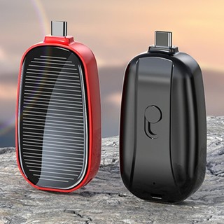 Portable Solar Keychain Charger Bank Compact Power Bank Mini Powerbank For Mobile Phone TYPE-C Backup Emergent enmdavn