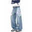 Quần Jean Nam TIANLESIWEI, Thiết Kế Graffiti Denim, Phom Chân Thẳng Rộng Hơi Loe