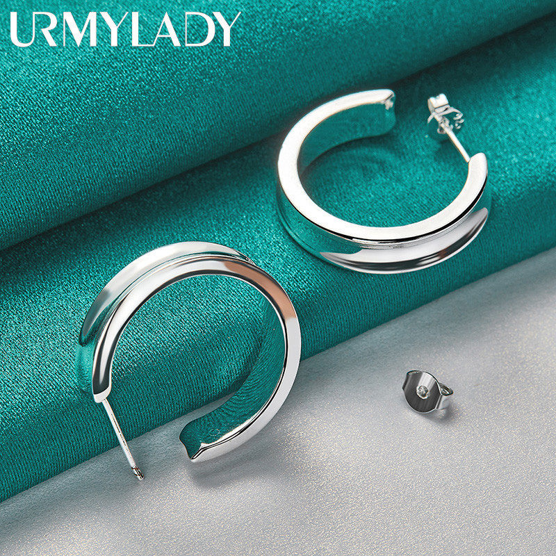 URMYLADY Bông tai tròn bạc 925 thời trang cho đám cưới và bữa tiệc