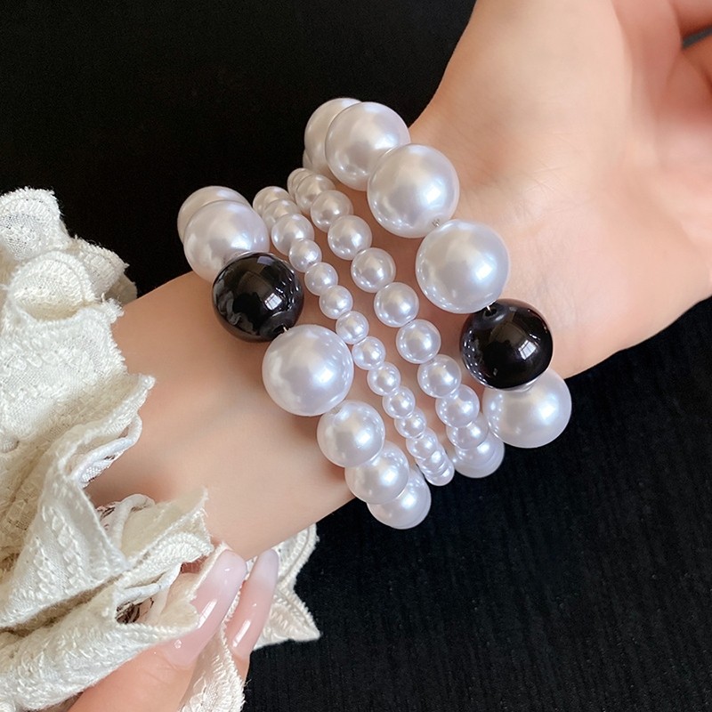 Vòng tay xoắn ngọc trai nhiều lớp kiểu Pháp Retro Thanh lịch Thời trang Vòng tay đa năng Thanh lịch Giá cả phải chăng Trang sức sang trọng
