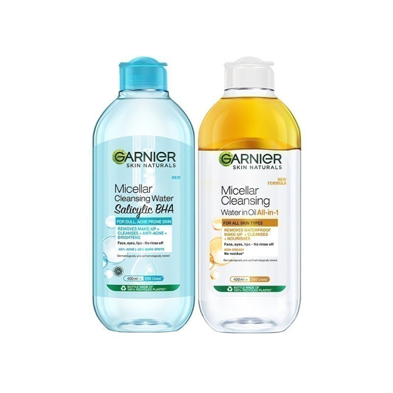 Bộ 2 Nước tẩy trang dành cho da dầu mụn & trang điểm Garnier Micellar Water (400mlX2)