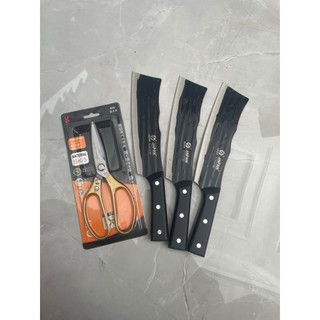 chuyên sỉ - (4 món) BỘ 3 DAO +kéo THÉP JANPAN KHÔNG GỈ+ 1 KÉO SK5
