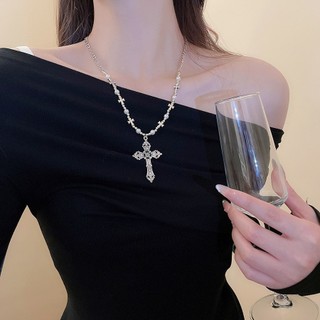 Vòng cổ mặt dây chuyền ngọc trai bằng da đính kim cương, dây chuyền xương đòn cổ điển thời trang châu Âu và Mỹ, dây chuyền cao cấp thích hợp dành cho nữ