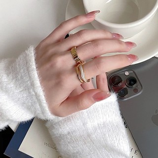 Nhẫn kim loại thiết kế đơn giản với họa tiết nhỏ giọt dầu, trang sức thời trang nữ