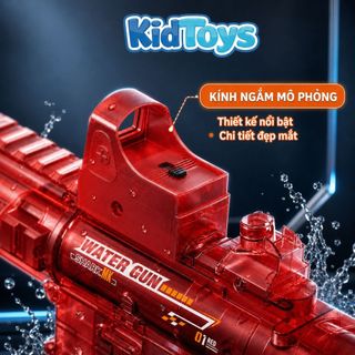 Đồ Chơi Phun Nước Điện M416 Đỏ Nâng Cấp KidToys - Tự Động Phun Nước, Có Đèn LED Vui Nhộn