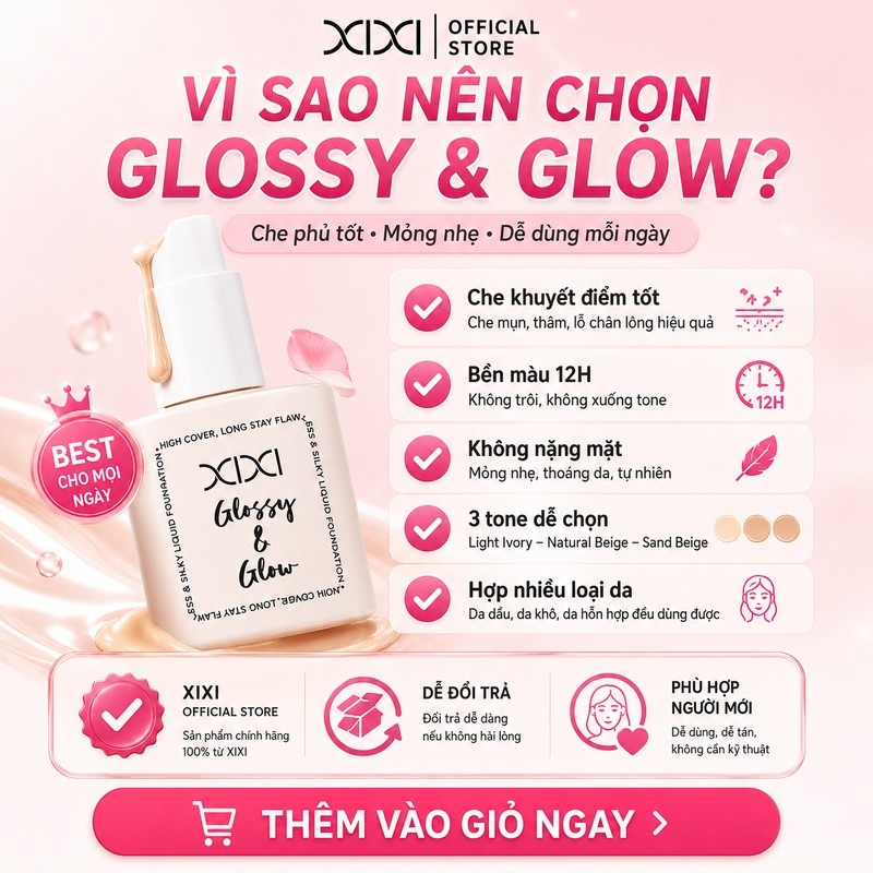 XIXI Kem Nền Dạng Lỏng Che Phủ Cao Kiềm Dầu Chống Nước Lâu Trôi Mịn Lì Tự Nhiên Không Mốc D894