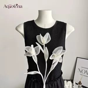 AqToCna 2PC DIY Mộc Lan Hoa Quần Áo Miếng Dán Phụ Kiện Áo Len Mới Đầm Trang Trí Táo AqToCna