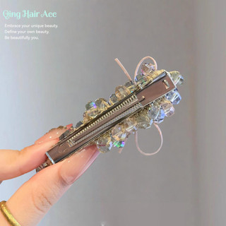 Kẹp tóc nữ đính đá retro, kiểu nơ phẳng, phụ kiện tóc gãy, kẹp bên BB