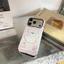 Ốp lưng iPhone kẻ sọc màu hồng Bichon Frise Puppy có bánh & Tulip Vỏ điện thoại chống rơi 2 trong 1 bảo vệ toàn thân cho iPhone16 Pro Max / 16PLUS / 16PRO / 17 / 15 14 13 12 11
