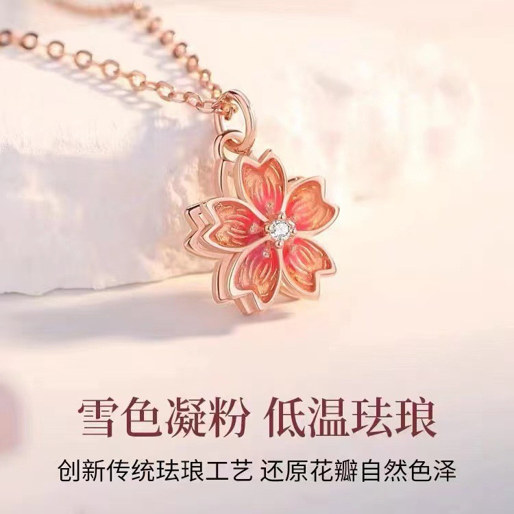 Vòng cổ pha lê hoa đào vàng hồng tinh tế