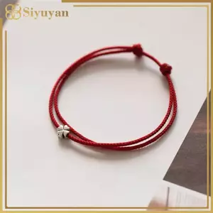 Siyuyan Cỏ Ba Lá Mini Dây Vòng Tay Luy Đỏ Handmade Dây Charm Vòng Tay VN
