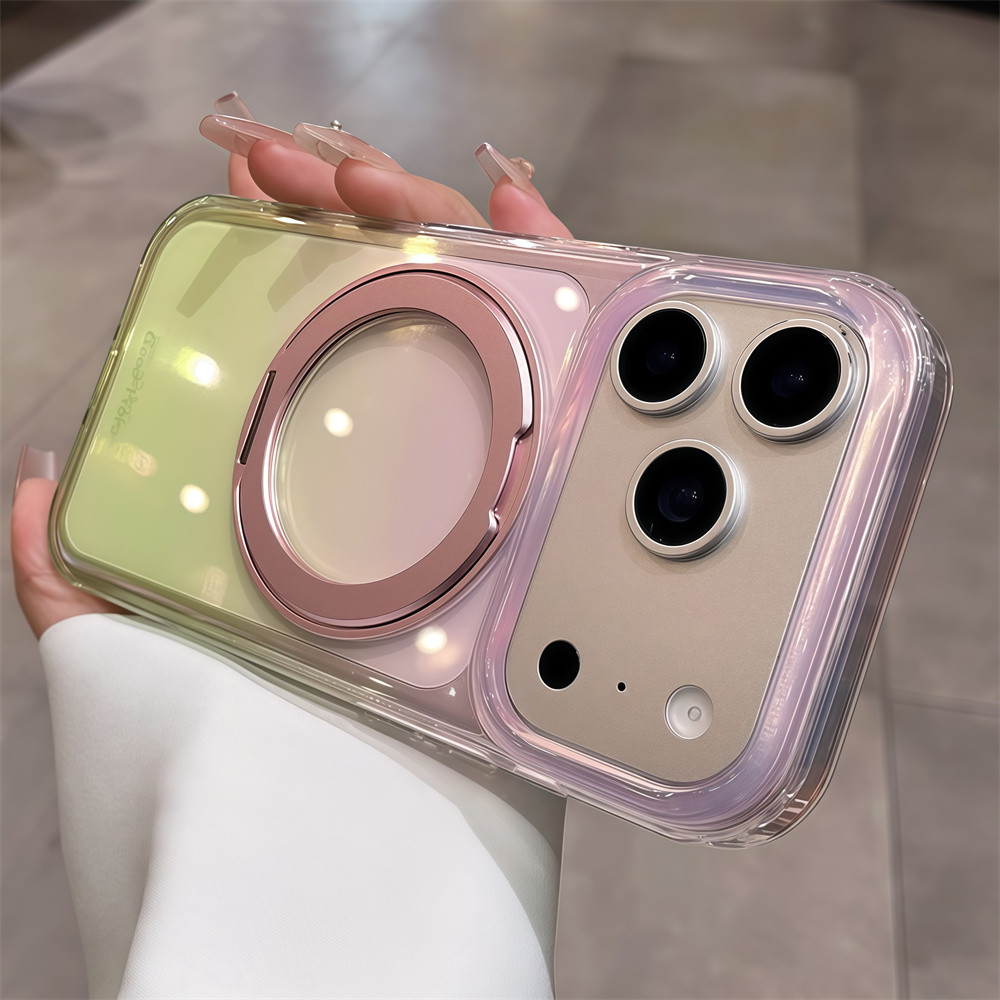 Ốp điện thoại đứng từ tính gradient thời trang cho iPhone 17 Pro Max 16 15 pro max Bảo vệ ống kính chống rơi Vỏ cứng bảo vệ điện thoại