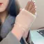 Găng tay dệt kim sang trọng BORAGETE, Găng tay nửa ngón mềm màu trơn, Lông cừu sang trọng mùa đông ấm áp mùa đông