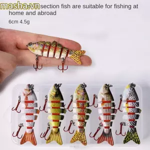 Mồi Bionic, Mắt Sống Động Như Thật Bass Crankbaits 6 Đoạn Mồi Câu Cá, Mini 5 Đoạn Artifici Cứng Nhựa Quay