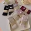 Tất Ruffle 1 Cặp, Tất Dệt Kim Màu Trơn Phong Cách Nhật Bản JK, Tất Cotton Giữa Ống Bé Gái