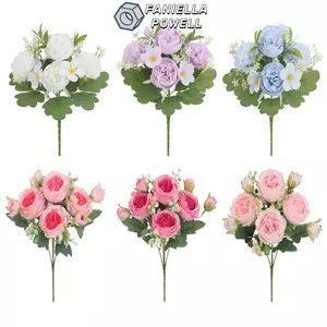FANIELLAPOWELL Mô Phỏng Hoa Mẫu Đơn, Quà Tặng Ngày Của Mẹ Vải Lụa Hoa Cúc Nhân Tạo, Đạo Cụ Chụp Ảnh Thực Tế Bó Hoa Cô Dâu Trang Trí Nhà