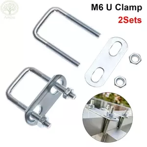 AMBU 2 Bộ Ống U-clamp, Có Vách Ngăn Vít Vuông Kẹp, M6 Góc Chữ U-bolt Sắt Squa Bu Lông