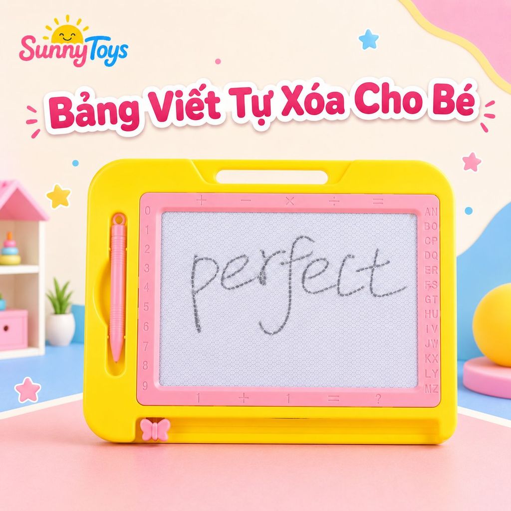 Bảng Tập Vẽ Từ Tính SunnyToys - Bé Viết, Vẽ Và Tự Xóa Dễ Dàng Bằng Cần Gạt