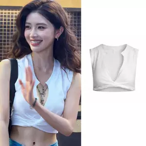 2026 Hot Girl Style Áo sơ mi ngắn không tay thắt nút cổ chữ V Off-Waist Slim-Fit Summer All-Match Slimmer Look
