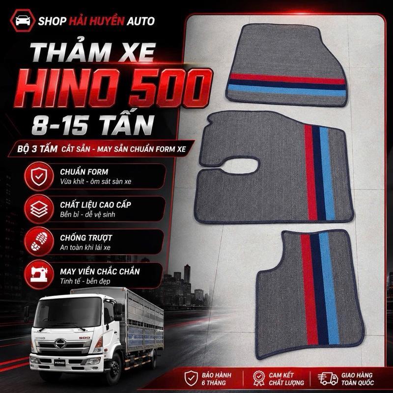 [Xe tải Hino] Bộ thảm lót sàn cước cho xe tải Hino cắt sẵn và may bo viền chống nước, chống trơn trượt, Nội thất ô tô
