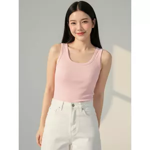 Áo thun nữ CARDINA cotton zip sát nách cổ tròn kiểu dáng basic 6ATS02