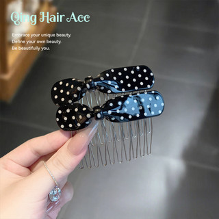 Chấm Bi Nơ Bên Trên Lược Kẹp Tóc Nữ Acetate Bên Nổ Kẹp Tóc Cao Cấp Đầu Lưng Lược Tóc