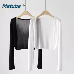 Áo len dệt kim METUBE, Áo khoác cardigan dệt kim mỏng dài ngắn, Áo che nắng thoáng khí thông thường dành cho nữ