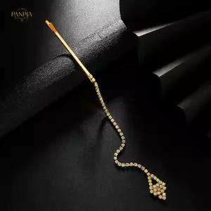 PNPIA- Hình Học Zircon Trán Dây Xích Nữ Ấn Độ Cưới Trang Sức Kim Cương Giả Phụ Kiện Tóc Cô Dâu Tóc Dây Xích