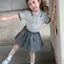 Bé gái (80-130) Phiên bản Hàn Quốc Bộ đồ mùa hè Áo sơ mi POLO thông thường + Váy xếp li