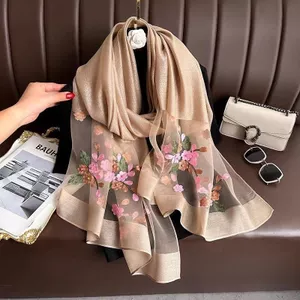 Thêu Begonia Hoa Thời Trang Khăn Lụa Nữ Cao Cấp Tất Cả Trận Đấu Khăn Thời Trang Gạc Khăn Choàng Bên Ngoài Trận Đấu 6.21