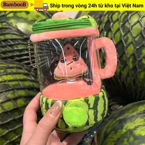 Đồ chơi máy xay sinh tố BAMBOOB, Mặt dây túi Dây rút Máy ép trái cây xoay Đồ chơi sang trọng, Dưa hấu hoạt hình vui nhộn / Cam / Chuối Móc khóa sang trọng Quà tặng trẻ em