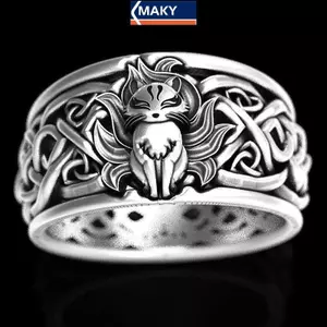 MAKY Vintage Chín Đuôi Cáo Nhẫn Dành Cho Nữ Hợp Thời Trang Nhẫn Trang Sức Quà Tặng Có Thể Điều Chỉnh VN