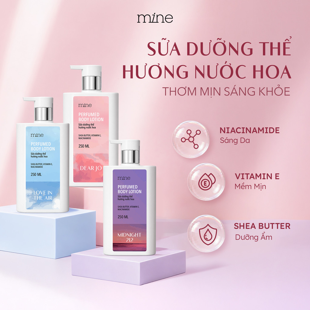 [TẶNG KEM Ủ TÓC 490K] Sữa Dưỡng Thể Mine Perfumed Body Lotion Hỗ Trợ Nuôi Dưỡng Da Mịn Màng Sáng Khỏe 250ml