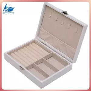 Hộp đựng đồ trang sức (Bộ 2 chiếc) - Hộp đựng đồ di động cho bông tai, cho dây chuyền, nhẫn & phụ kiện màu trắng