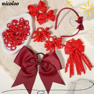 NICOLOO 57 Cái / lốc Bộ Phụ Kiện Tóc Satin, Băng Đô Nơ Lớn Ngọt Ngào Dễ Thương, Thời Trang Thanh Lịch Phù Hợp Với Dây Buộc Tóc Cho Bé Gái Nữ