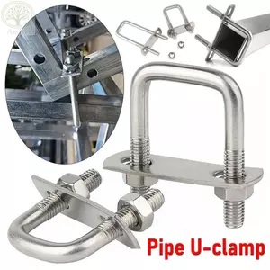 AMBU 2 Bộ Kẹp Chữ U, Kẹp Vuông Bu Lông Chữ U góc phải bằng sắt, Vít M6 Có Vách Ngăn Bu Lông