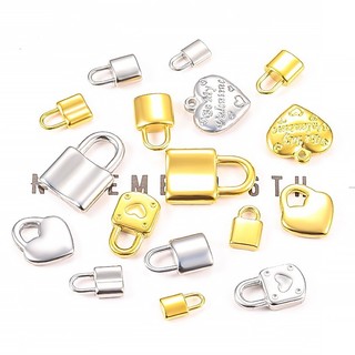 Mặt dây chuyền khóa nhỏ được đánh bóng bằng thép không gỉ Phụ kiện DIY Vàng Mặt dây chuyền trái tim