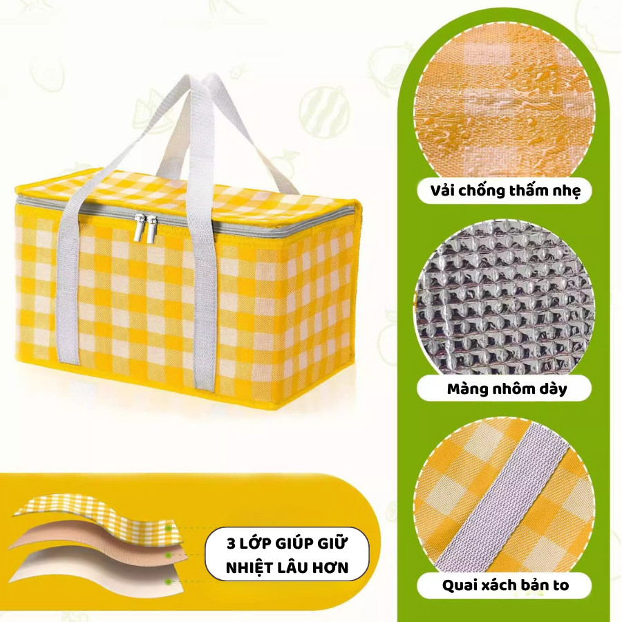 Túi Giữ Nhiệt Dã Ngoại ENODA HOME, Túi Đựng Đồ Ăn Picnic Quai Xách Chắc Chắn Dung Tích Lớn TUICOM013